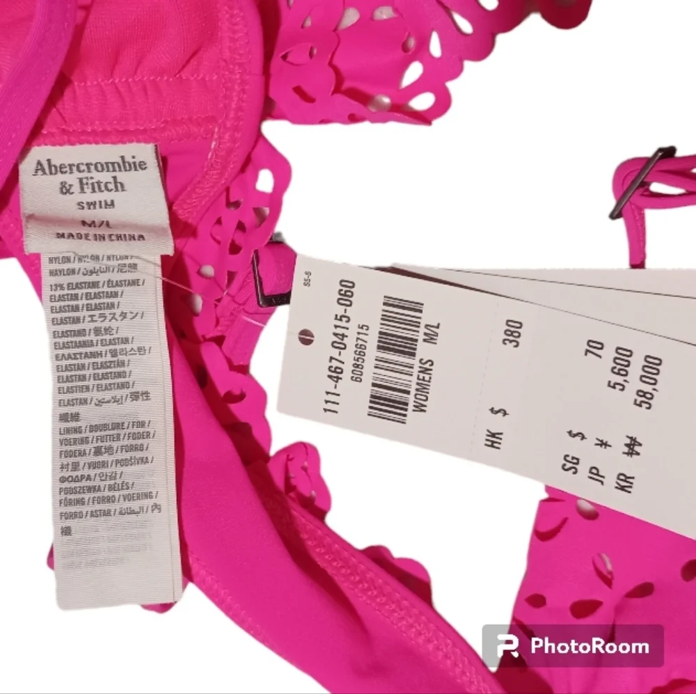 A&F Bikini Laser Cut Ruffle Top Side Tie Cheeky Bottom